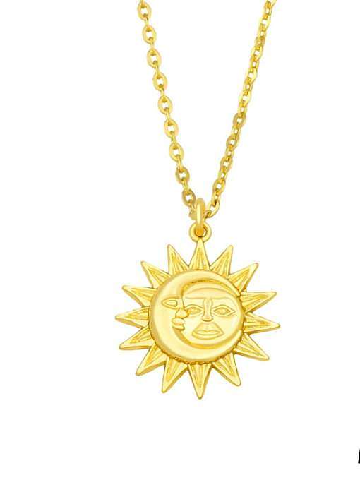 Brass Sun Moon Vintage Necklace