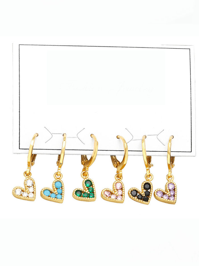 Brass Cubic Zirconia Heart Cute Huggie Earring