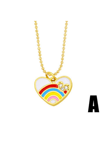 Brass Enamel Rainbow Minimalist Beaded Necklace
