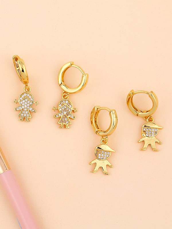 Brass Cubic Zirconia Angel Vintage Huggie Earring