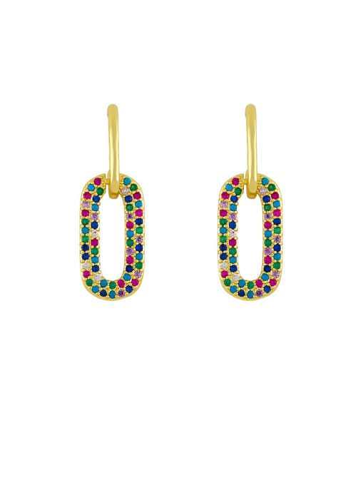 Brass Cubic Zirconia Geometric Vintage Drop Earring