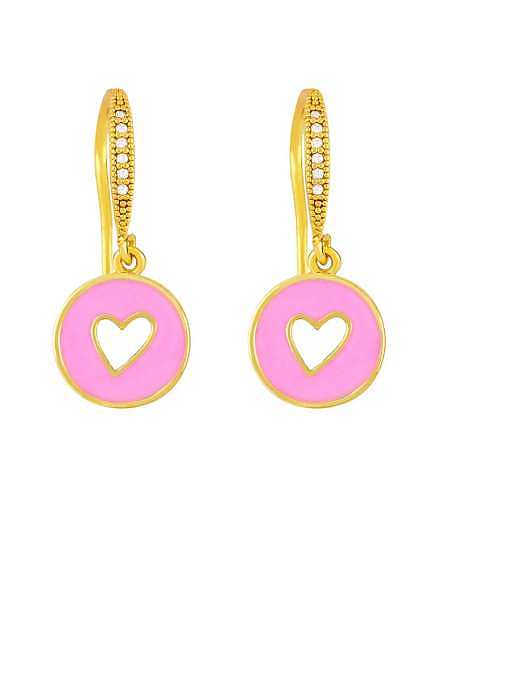 Brass Enamel Heart Vintage Huggie Earring