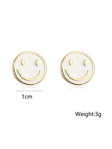 Messing-Emaille-Smiley-Minimalist-Ohrstecker