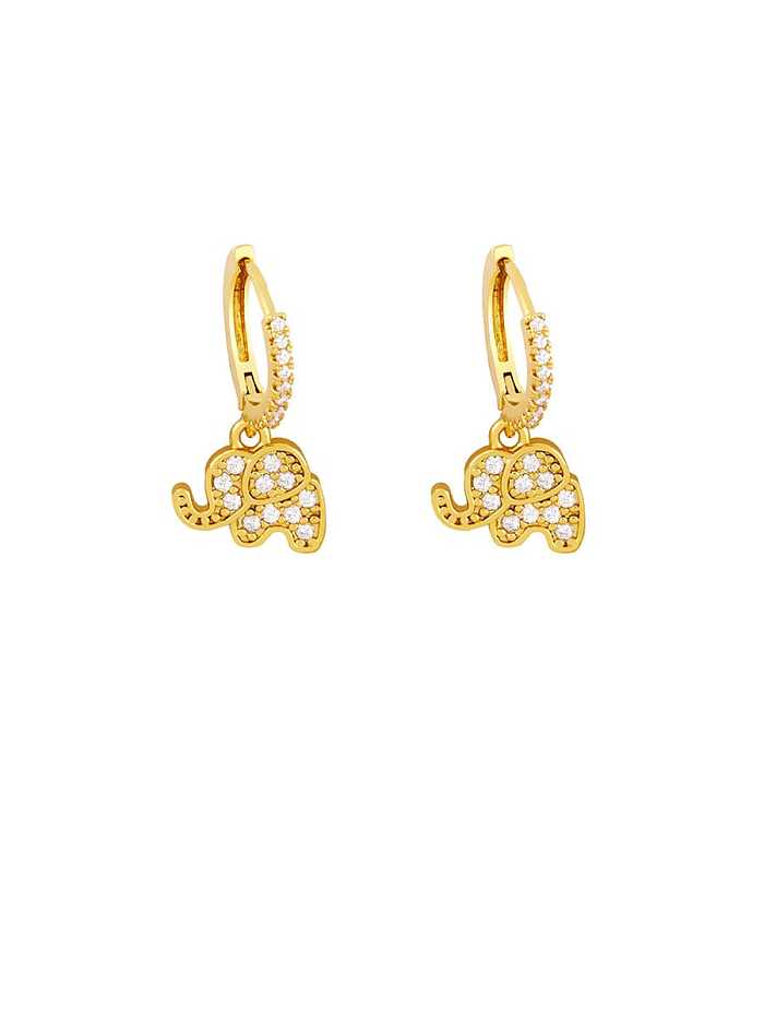 Brass Cubic Zirconia Fish Vintage Huggie Earring