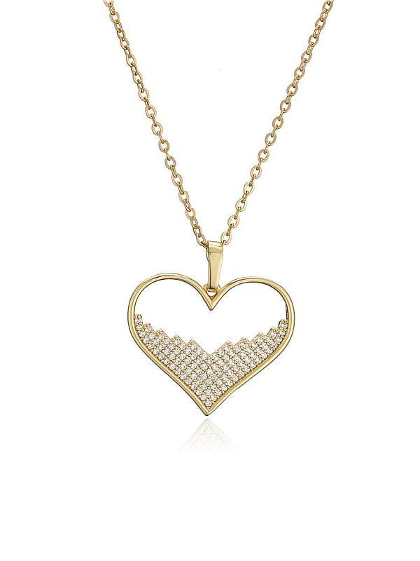 Brass Cubic Zirconia Trend Heart Pendant Necklace