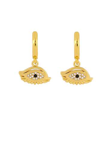 Brass Cubic Zirconia Cross Ethnic Huggie Earring