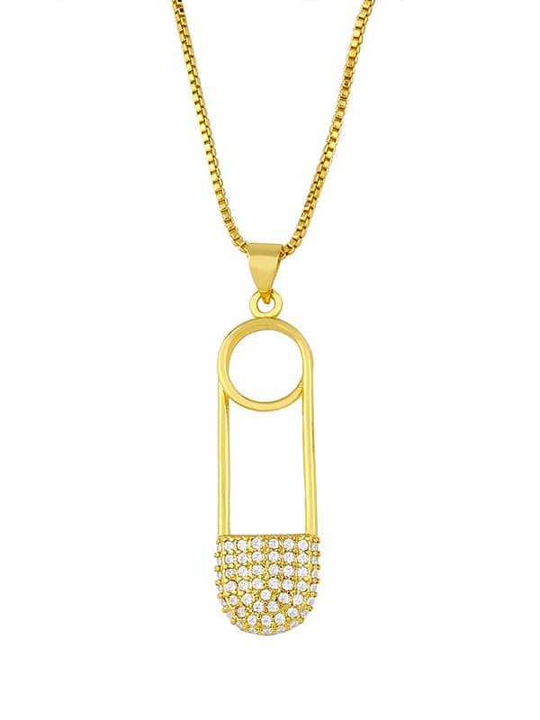 Brass Cubic Zirconia Geometric Minimalist Regligious Necklace