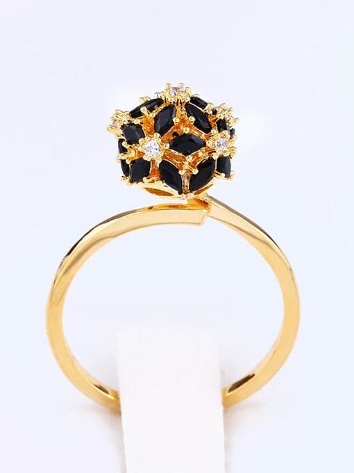 Brass Cubic Zirconia Ball Statement Cocktail Ring
