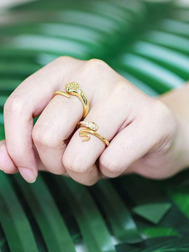 Brass Cubic Zirconia Snake Vintage Band Ring