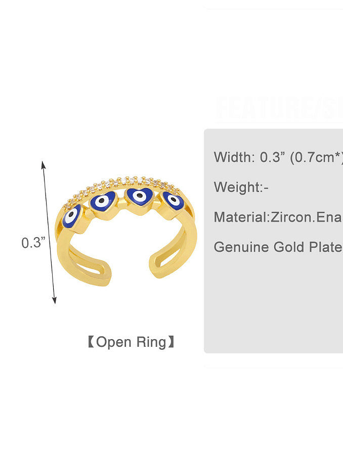 Brass Enamel Cubic Zirconia Heart Trend Band Ring