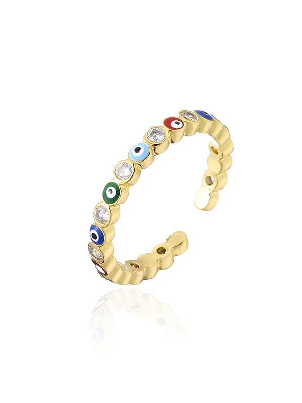 Brass Enamel Evil Eye Minimalist Band Ring