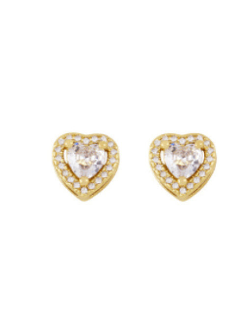 Boucles d'oreilles minimalistes en forme de cœur en zircon cubique en laiton