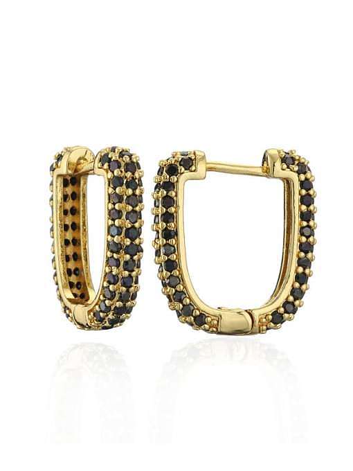 Brass Cubic Zirconia Geometric Vintage Huggie Earring