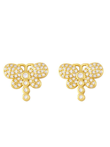 Brass Cubic Zirconia Star Hip Hop dragonfly Stud Earring