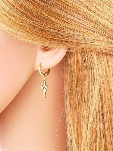 Brass Rhinestone Round Cute Huggie Earring