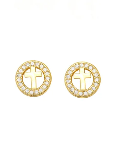 Brass Cubic Zirconia Ball Trend Stud Earring