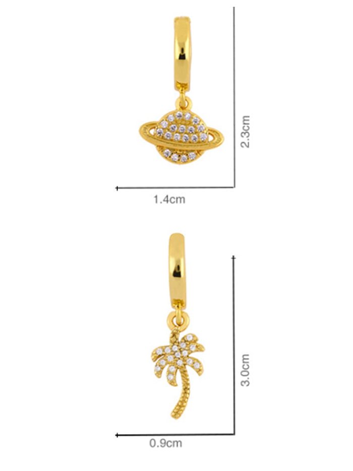 Brass Cubic Zirconia Ball Vintage Stud Earring