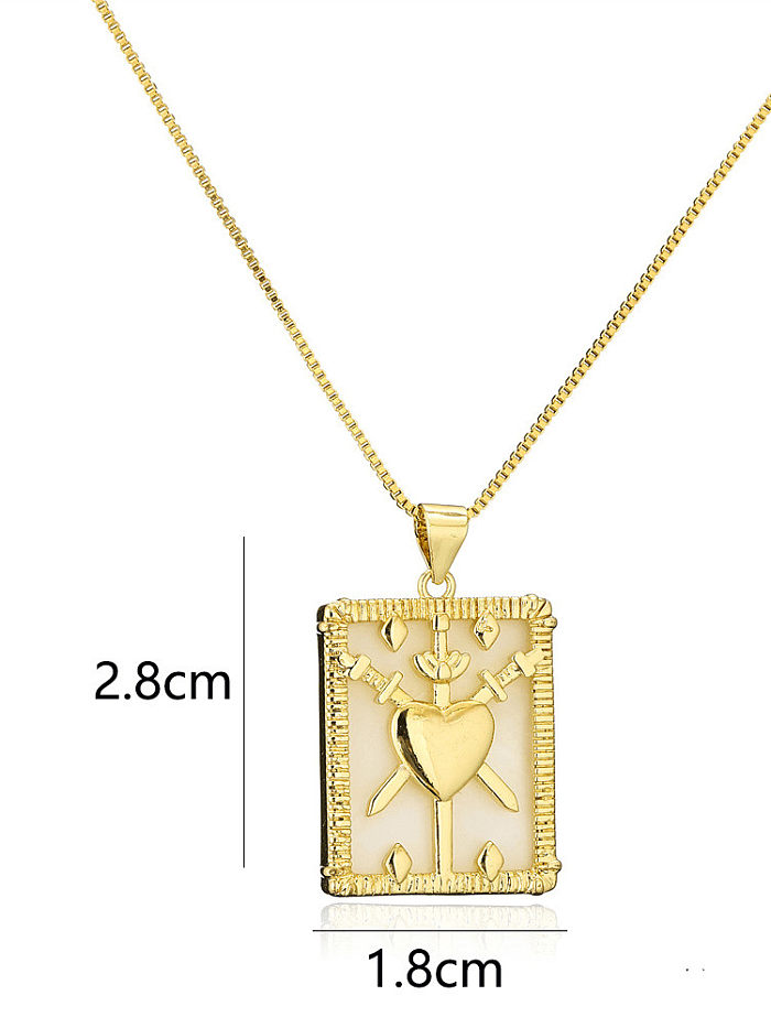 Brass Vintage Geometric Pendant Necklace