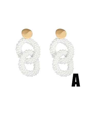 Boucles d'oreilles rondes en laiton avec perle d'imitation et crochet de bohème