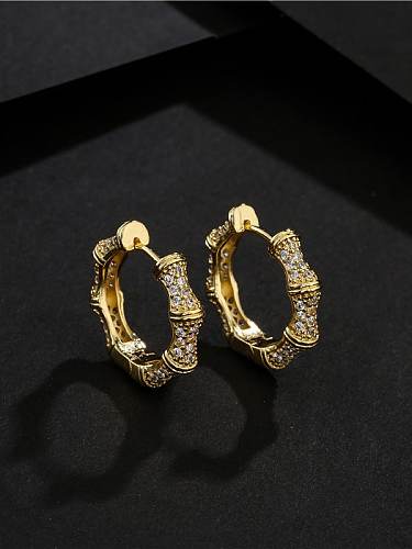 Brass Cubic Zirconia Round Vintage Huggie Earring
