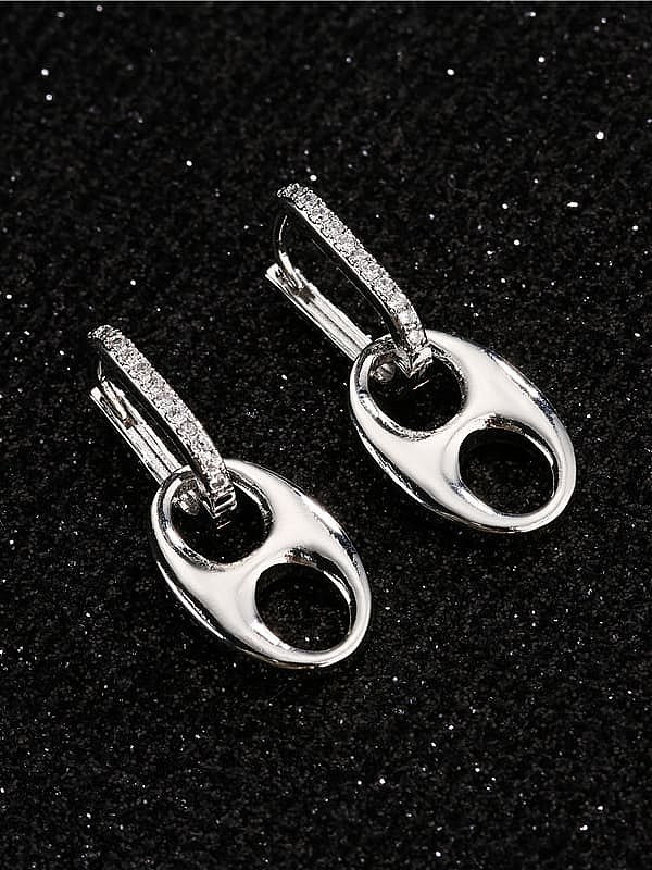 Arete colgante geométrico minimalista de latón con circonita cúbica