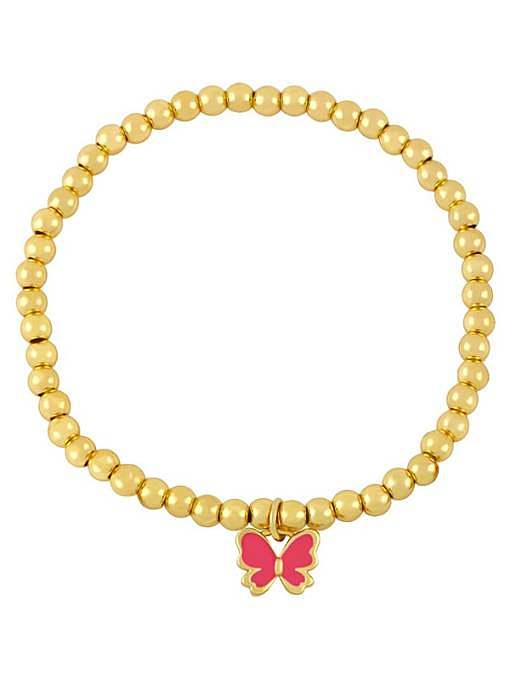 Bracelet perlé minimaliste papillon en émail de laiton