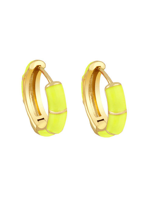 Brass Enamel Geometric Minimalist Huggie Earring