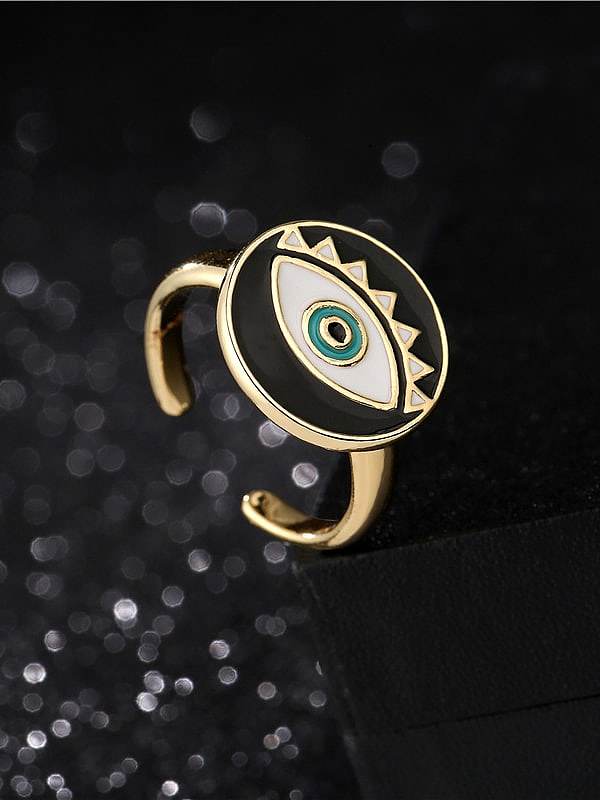 Brass Enamel Evil Eye Minimalist Band Ring
