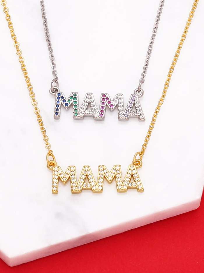 Brass Cubic Zirconia Vintage Letter Pendant Necklace