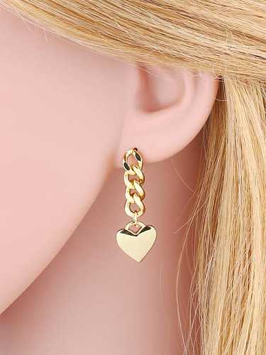 Brass Heart Minimalist Cross Hook Earring