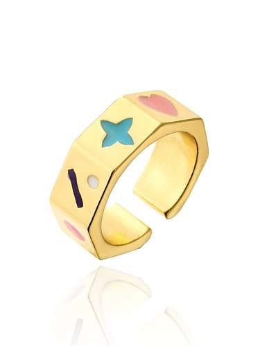 Messing-Emaille-geometrischer Vintage-Band-Ring