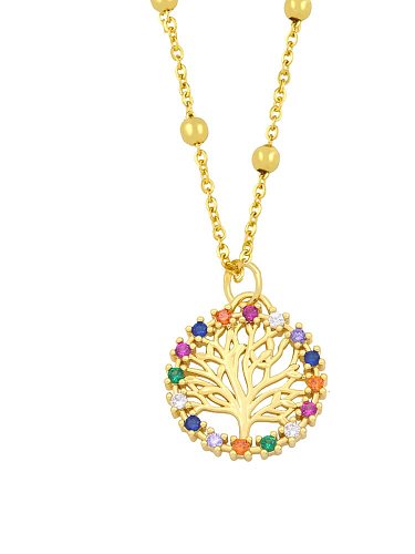 Brass Cubic Zirconia Tree Vintage Necklace