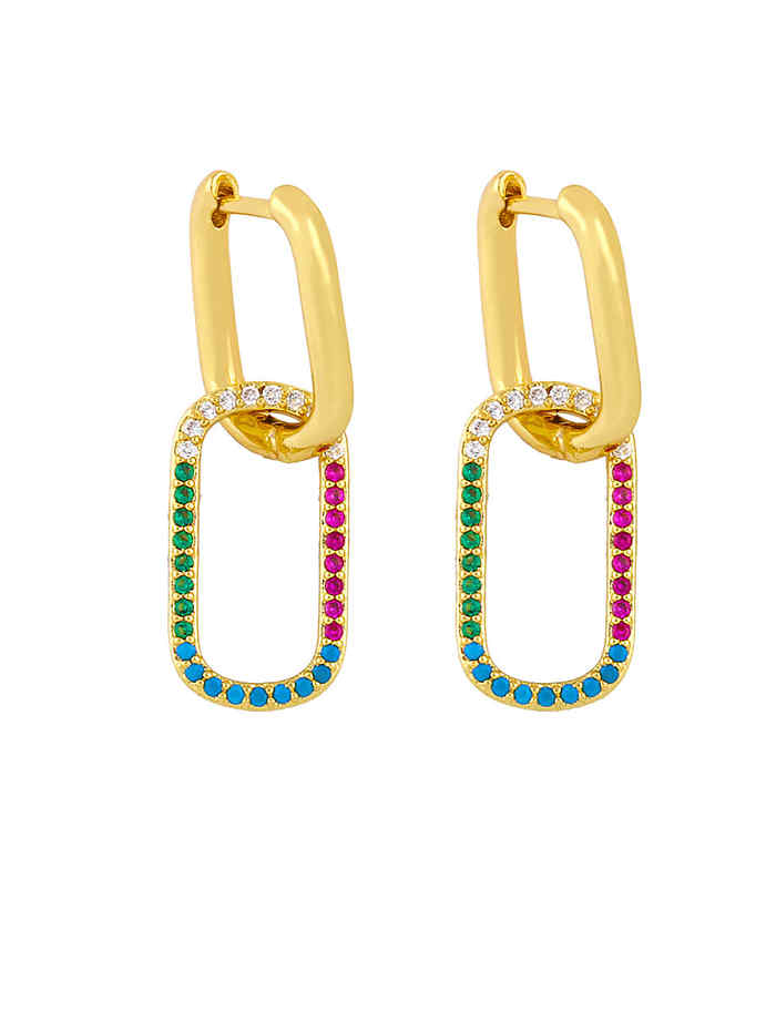 Brass Cubic Zirconia Geometric Vintage Huggie Earring