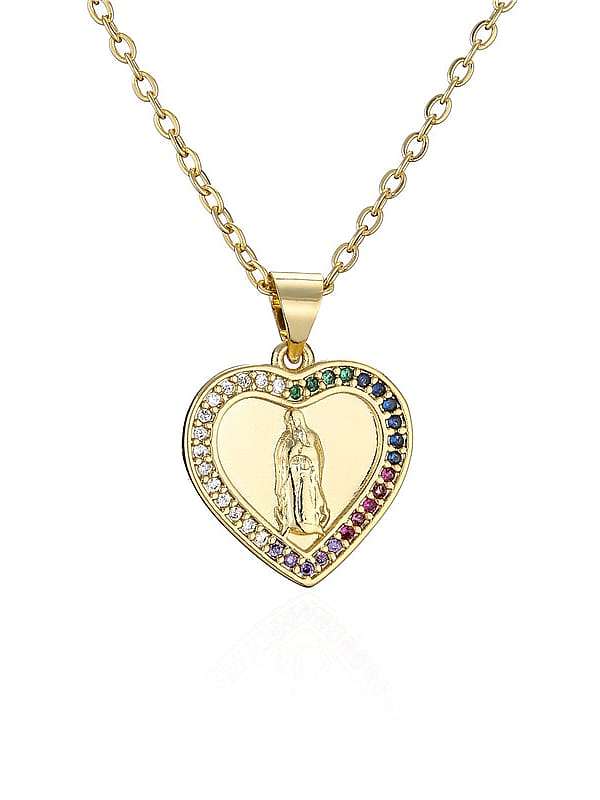 Messing Zirkonia Herz Trend Regligious Jungfrau Maria Anhänger Halskette