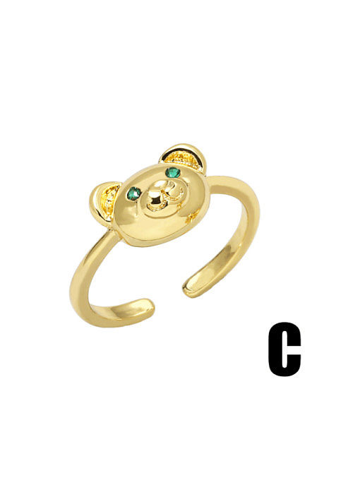 Brass Cubic Zirconia Bear Vintage Band Ring