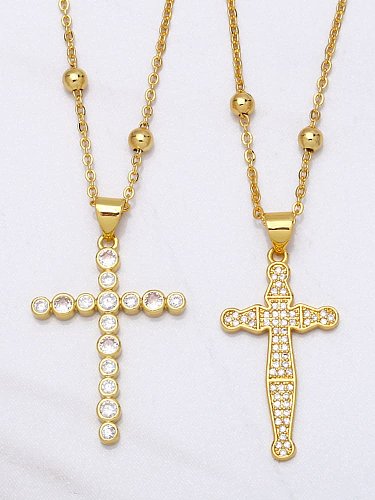 Messing Cubic Zirkonia Cross Ethnic Religious Halskette