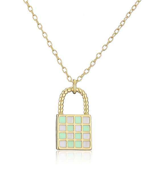 Collier minimaliste avec médaillon en émail et zircon cubique en laiton