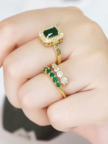 Brass Cubic Zirconia Geometric Vintage Band Ring
