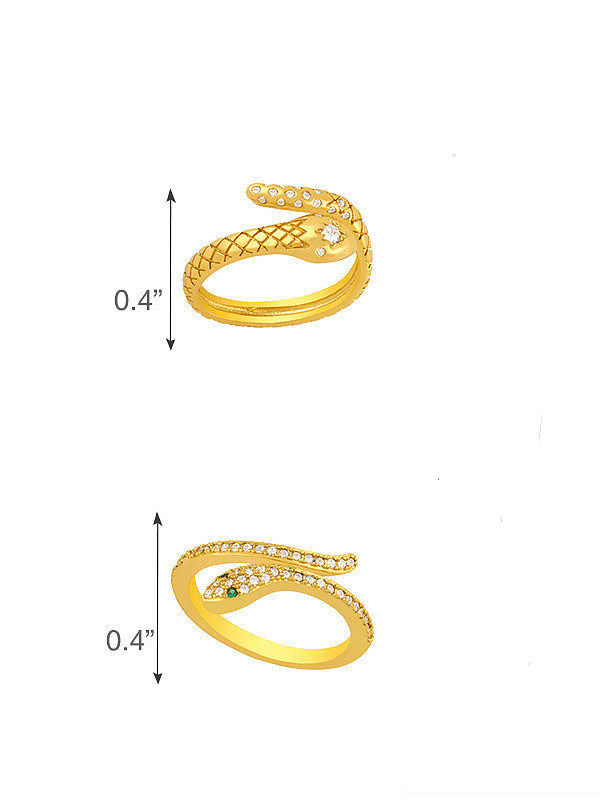 Brass Rhinestone Snake Vintage Band Ring