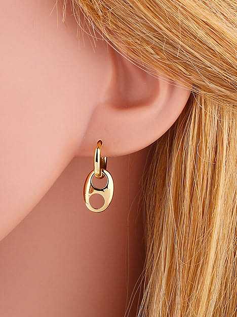 Brass Geometric Hip Hop Drop Earring