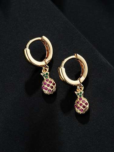 Brass Cubic Zirconia Friut Cute Huggie Earring