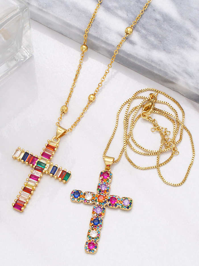 Messing Zirkonia Medaillon Vintage religiös Halskette