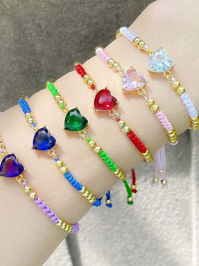 Brass Cubic Zirconia Weave Vintage Adjustable Bracelet