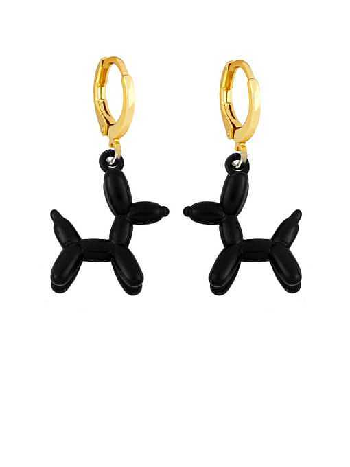 Brass Enamel Dog Cute Huggie Earring