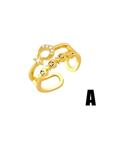 Brass Cubic Zirconia Star Minimalist Band Ring
