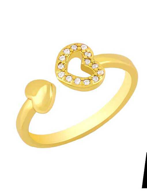 Brass Cubic Zirconia Moon Vintage Band Ring