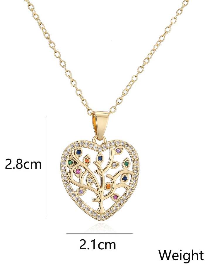 Brass Cubic Zirconia Clothes Trend Heart Pendant Necklace