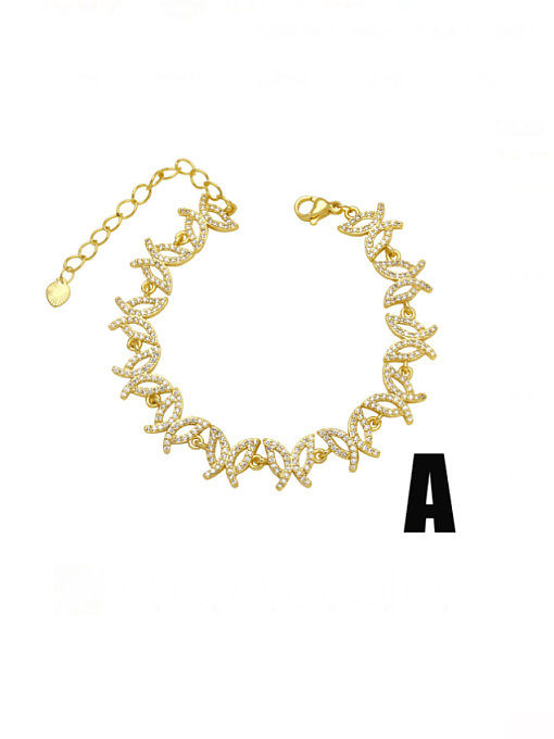 Brass Cubic Zirconia Flower Luxury Bracelet