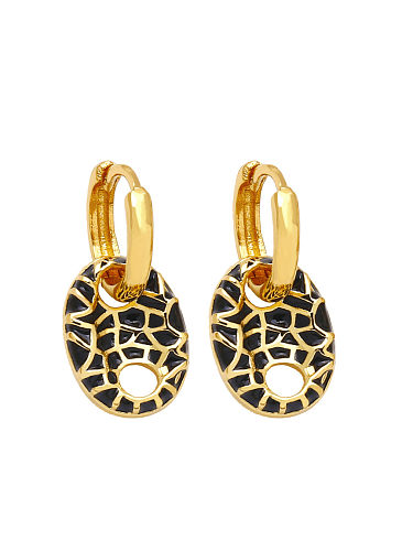 Brass Enamel Geometric Vintage Huggie Earring