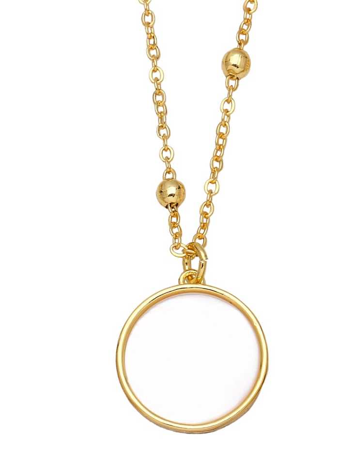 Brass Cubic Zirconia Enamel Evil Eye Vintage Round Pendant Necklace